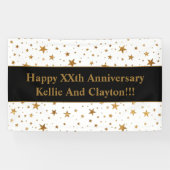 メッセージカスタム記念日のホワイトスター/金ゴールドスター 横断幕 (横)