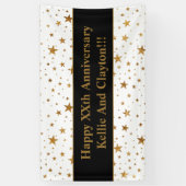 メッセージカスタム記念日のホワイトスター/金ゴールドスター 横断幕 (縦)