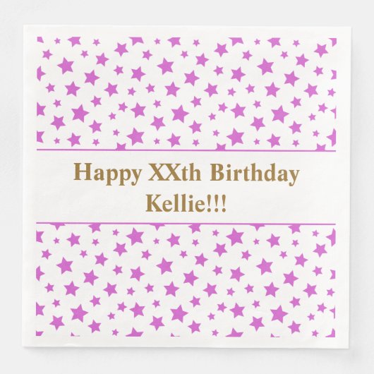 メッセージカスタム誕生日パーティー付きピンクの星 (正面)