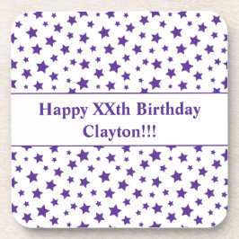 メッセージカスタム誕生日パーティー付き紫色の星 コースター