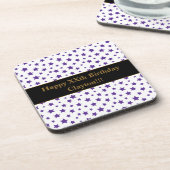 メッセージカスタム誕生日パーティー付き紫色の星 コースター (左側)