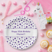 メッセージカスタム誕生日パーティー付き紫色の星 ペーパープレート (パーティー)