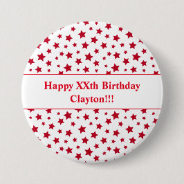 メッセージカスタム誕生日ボタン付き赤星 缶バッジ
