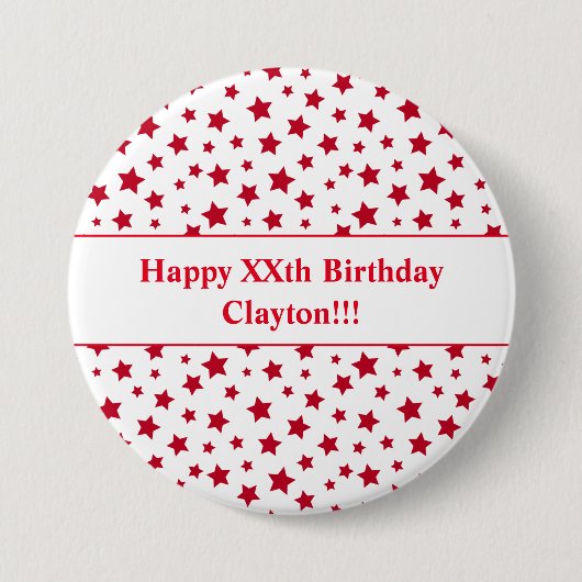 メッセージカスタム誕生日ボタン付き赤星 缶バッジ (正面)