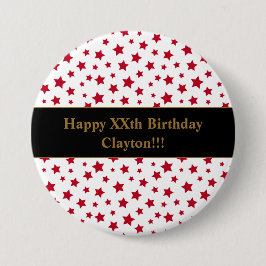 メッセージカスタム誕生日ボタン付き赤星 缶バッジ