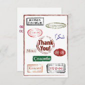 メッセージカードありがとう-多くの言語のありがとう 出欠カード (正面/裏面)