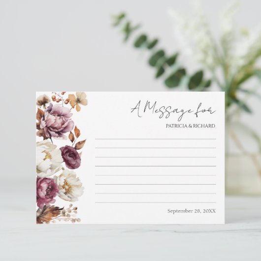 メッセージカードのボトル | ブルゴーニュ秋の結婚式 招待状 (スタンド正面)