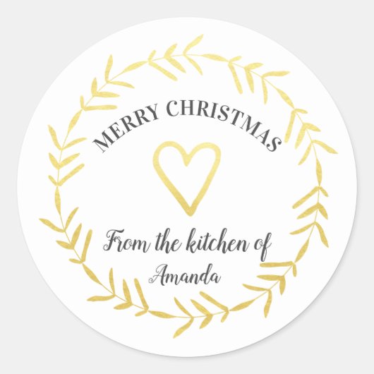 メッセージカードの台所からメリークリスマス ラウンドシール (正面)