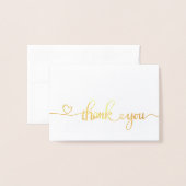 メッセージカードの金ゴールドホイルありがとう 箔カード (封筒付き正面)