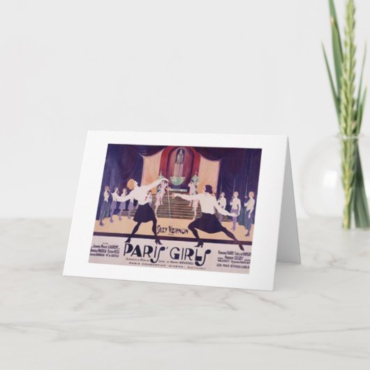メッセージカードを囲っているヴィンテージのパリの女の子! カード (正面)