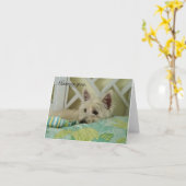 メッセージカードを恋しく思うWestie カード (黄色い花)