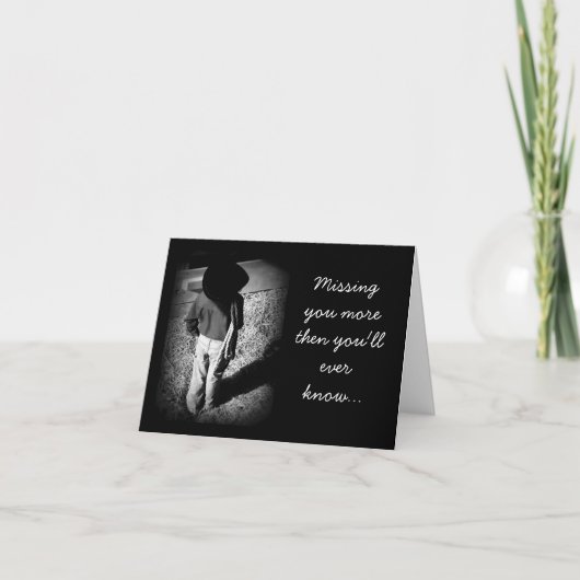 メッセージカードを恋しく思っているカウボーイ カード (正面)