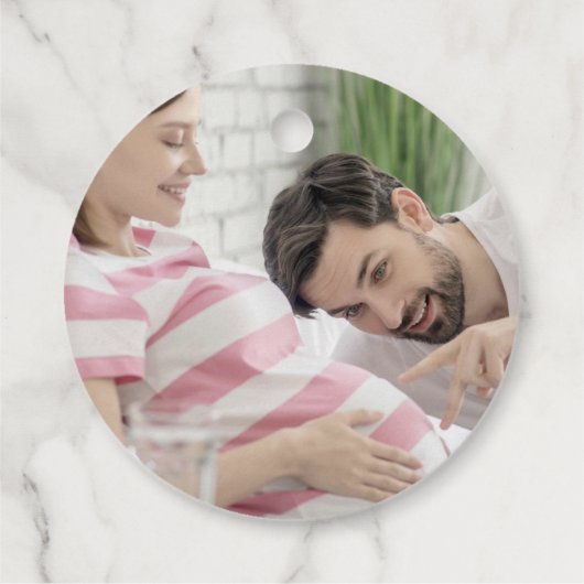 メッセージカードカスタム水の色の花ベビーシャワー フェイバータグ (裏面)