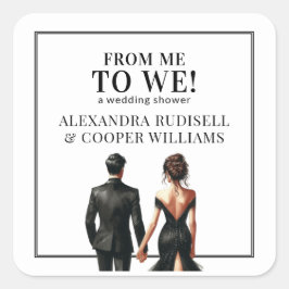 メッセージカード結婚式用シールエレガント白黒 スクエアシール