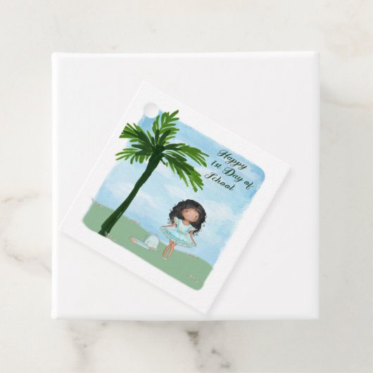 メッセージカード1日目のスクールダークスキンガール フェイバータグ (インサイチュ)