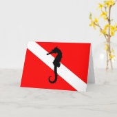 メッセージカード-タツノオトシゴの飛び込みの旗 カード (黄色い花)