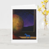 メッセージカード:  "青い馬" カード (黄色い花)