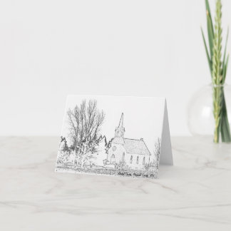 メッセージカードB&W Rindal教会、マーシャル郡、MN カード