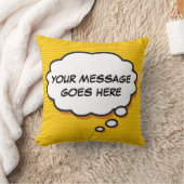 メッセージバブル考えおもしろいレトロ漫画ブック クッション (ブランケット)