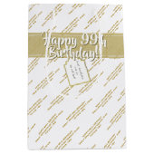 メッセージパターン金ゴールド/ホワイトすべての行事 ミディアムペーパーバッグ (正面)