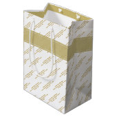 メッセージパターン金ゴールド/ホワイトすべての行事 ミディアムペーパーバッグ (裏面アングル)