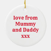 メッセージパーソナライズされたかわいいクリスマスキャラクター セラミックオーナメント (裏面)