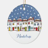 メッセージパーソナライズされたクリスマスシーンツリー セラミックオーナメント (左)