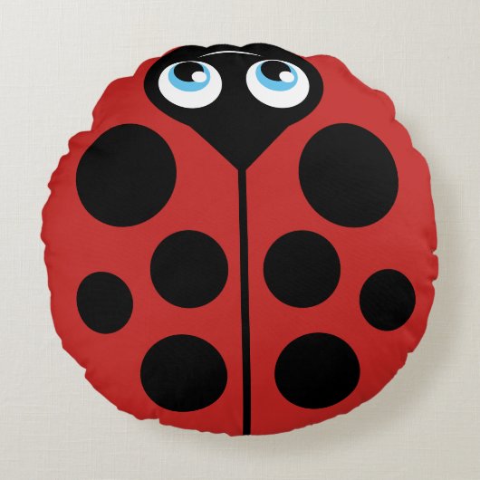 メッセージパーソナライズされたテンプレート付きLadybug ラウンドクッション (正面)