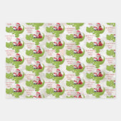 メッセージパーソナライズされたテンプレート恐竜クリスマス ラッピングペーパーシート (正面3)