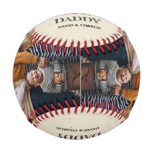 メッセージパーソナライズされた&フォトキープサケ父の日 野球ボール (正面)