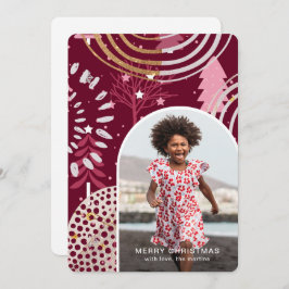 メッセージピンクのメリークリスマスフォト シーズンカード
