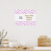 メッセージフォト付きピンク星誕生日 ポスター (キッチン)