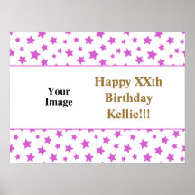 メッセージフォト付きピンク星誕生日