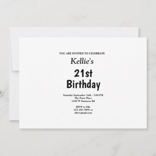 メッセージフォト付きピンク星誕生日 招待状 (裏面)