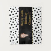 メッセージフォト付きブラックスターズ誕生日タペストリー タペストリー (正面)