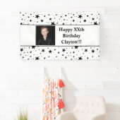 メッセージフォト付き黒星誕生日バナー 横断幕 (インサイチュ)