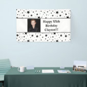 メッセージフォト付き黒星誕生日バナー 横断幕 (トレードショー)