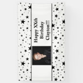 メッセージフォト付き黒星誕生日バナー 横断幕 (縦)