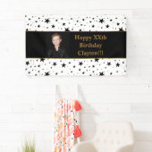 メッセージフォト付き黒星誕生日バナー 横断幕 (インサイチュ)