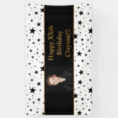 メッセージフォト付き黒星誕生日バナー 横断幕 (縦)