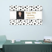 メッセージフォト付き黒星誕生日バナー 横断幕 (トレードショー)