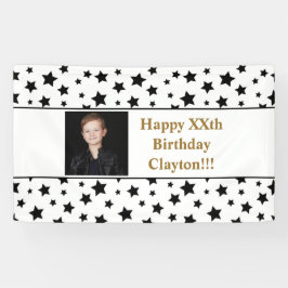 メッセージフォト付き黒星誕生日バナー 横断幕