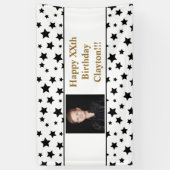 メッセージフォト付き黒星誕生日バナー 横断幕 (縦)