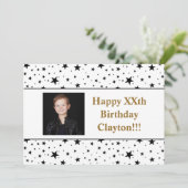 メッセージフォト付き黒星誕生日 招待状 (スタンド正面)