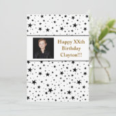 メッセージフォト付き黒星誕生日 招待状 (スタンド正面)