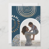 メッセージブルーのメリークリスマスフォト シーズンカード (正面)