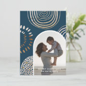 メッセージブルーのメリークリスマスフォト シーズンカード (スタンド正面)