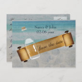 メッセージボトルビーチ結婚式 案内ポストカード (正面/裏面)