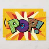 メッセージポップ・アートの音声認識バブルおもしろいレトロ 案内状 (正面/裏面)