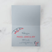 メッセージモダンレッドメリーブルーの果実クリスマス シーズンカード (内部)